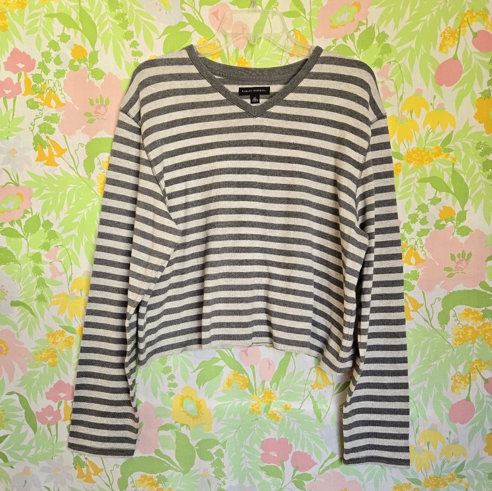 Gray Striped Crop Top